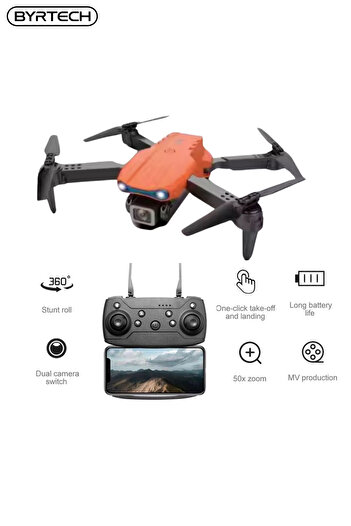 BYRTECH Kameralı Drone Engel Sensörlü Katlanabilir – E99 Pro FPV Yayın, Çantalı, Şarj Edilebilir Bataryalı