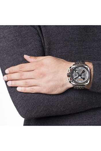 Diesel BAMF Chronograph Grey Dial Grey Ion-plated Men's Watch DZ7344