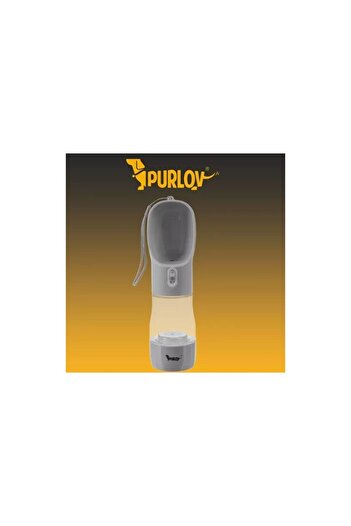 Purlov Portable dog bottle, 3 in 1, lock button, plastic, 27x7x7cm, white