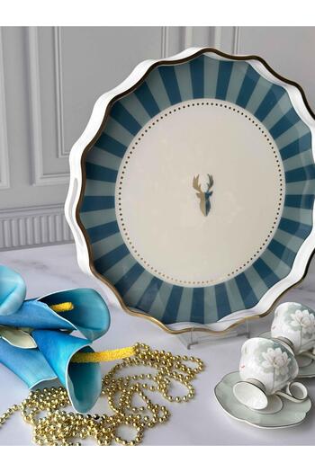 ROSSEV Renna Blue Yuvarlak Tepsi