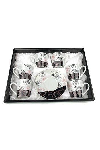 OEM Set 6 cups and 6 plates with flowers, ceramic, 28X20 cm