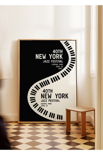 ARTHOUSECOLLECTIVE Piano Poster - New York Jazz Festival , Music Poster - Table Sizes Frameless Poster