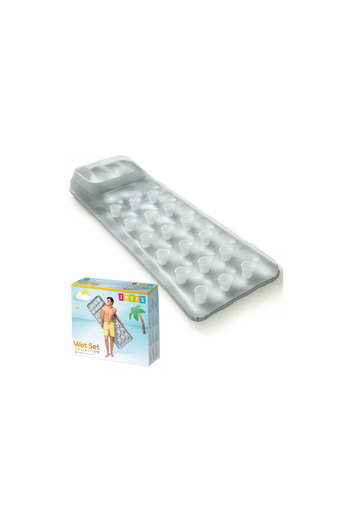 Intex Inflatable mattress with headrest, maximum load 100 kg, silver/transparent, 188 x 71 cm