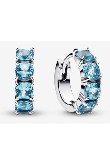 Pandora Cercei rotunzi Cristal albastru deschis - Argint 925