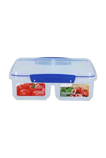 Sistema 2-Compartment Klip It Large Split Airtight Food Container 1.9 Liter