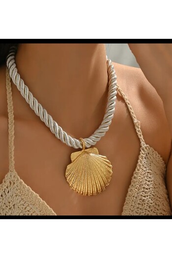 Enanice Ocean Live Shell Necklace Earrings Set