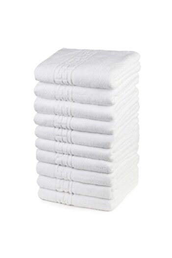 OEM Set 10 face towels, Cotton, Uni, Greek Border, 500g/m², 50x90cm, White