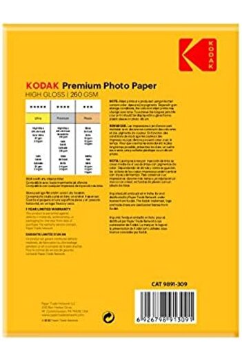 Kodak 260GSM 4R (102 x 152mm) Instant Dry Glossy Photo Paper- Pack of 4 x 100 sheets (400 Sheets)
