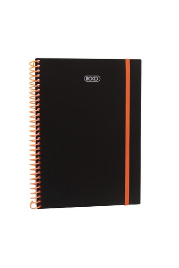 Roco Classic Spiral Notebook – Orange Cover with Elastic Band (580 Sheets)