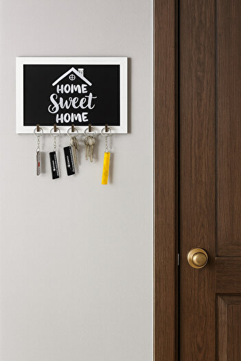 karbonsoft Home Sweet Home Written Wooden Keychain Hanger Stylish, Modern and Aesthetic Wall Decor for Door Edge