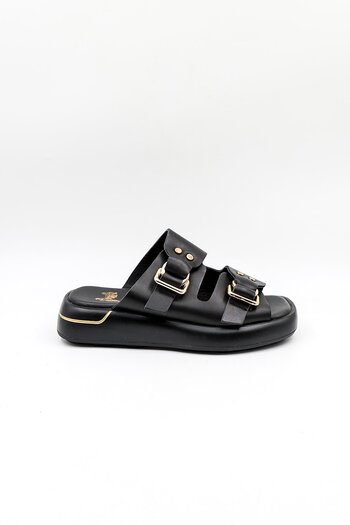 Venüs Women's Genuine Leather Daily Slippers Vn440032Y Black