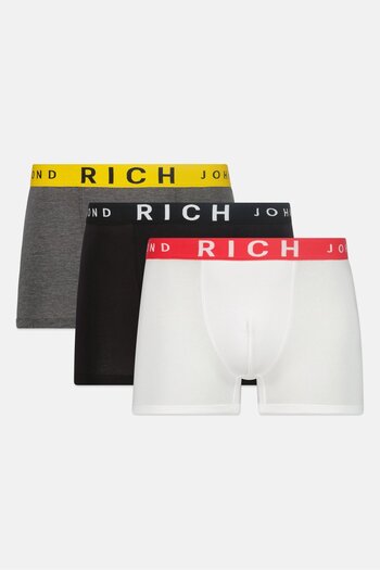 John Richmond Men 3 Piece Brand Logo Trunks, Multicolor