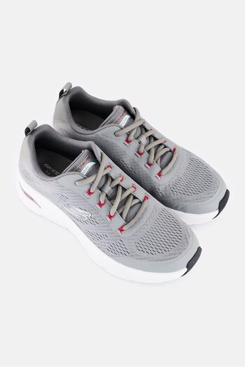 SKECHERS Men Arch Fit Dlux Summer Lace Up Running Shoes, Grey