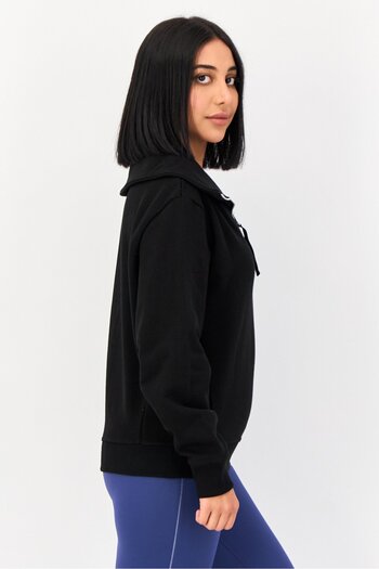 Reebok Women Sportswear Fit Embroidered Long Sleeve Outdoor Sweatshirt, Black