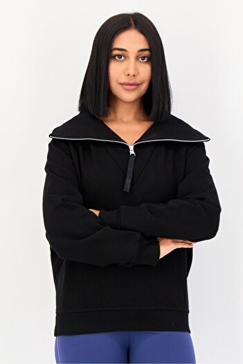 Reebok Women Sportswear Fit Embroidered Long Sleeve Outdoor Sweatshirt, Black