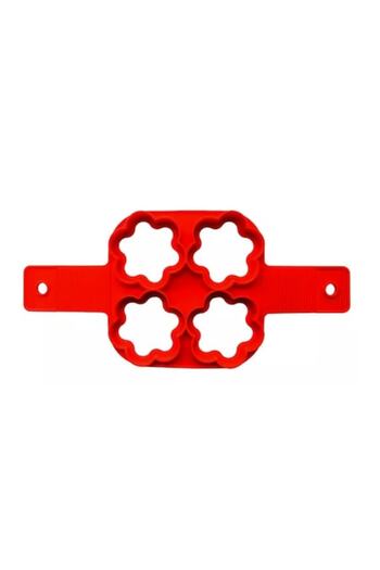 dalip Silicone Mold for 4 Pancakes or Eggs, Flower Style, Red