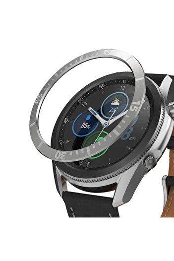 Dali Ramă pentru Samsung Galaxy Watch 3 45mm, stil ramă, metal, alb-argintiu