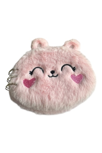 Polin Plush Covered Mini Notepad with Cute Animal Characters, Spiral Bound