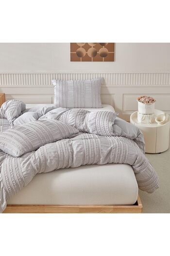 OEM Plush Bedding Set 155 x 220 Comfortable Gray with Zipper and 2 Pillowcases 80x80 cm