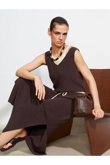 LC Waikiki V-Neck Women's Knitwear Dress