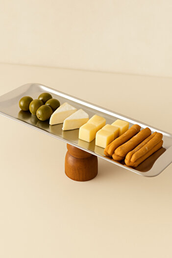 Mirilliahome Set of 3 Silver Presentation Plates – Wooden Leg Presentation Plate Dowry Set