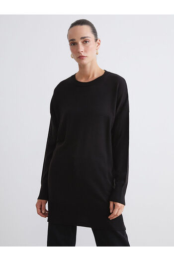 LC Waikiki Black Crew Neck Women's Knitwear Tunic