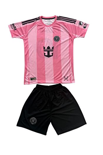 TETYS 2025-2026 New Season Pink/Black Inter-Miami-Lionel-Messi Kids Soccer Jersey Set of 2