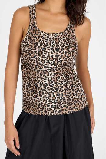ZACHARIUZ Leopard Camisole Tubular T-Shirt
