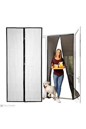 EMATTERIO Polyester Mosquito Net, 100x210 cm, Magnetic Closure, for Balcony/Sliding Doors