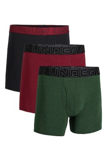 Under Armour , Set of Boxers with Logo Waistband - 3 Pairs, Burgundy, Black, L
