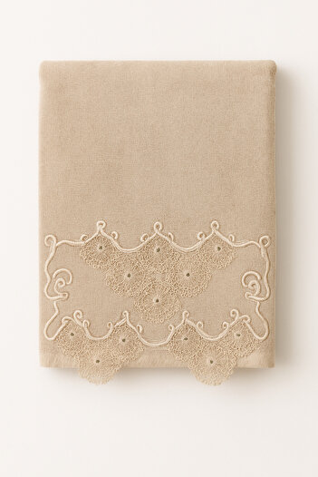 KAYABEY HOME Velvet Needlework Embroidered Hand Towel 30X50 cm - Single