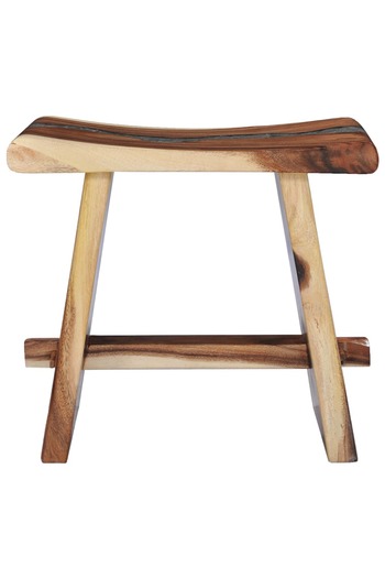 vidaxl Stool Solid Suar Wood and Polyresin