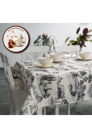 Ralex Față de masă antipete 100% bumbac 160 x 320 cm, model animal negru