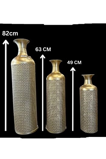 rexa EleganceFrame™ Set of 3 Metal Decorative Vases – Abstract Patterned Centerpieces