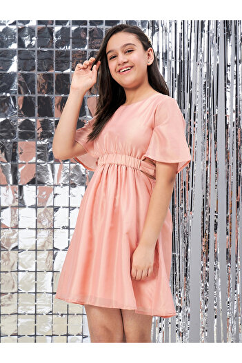 Stylo Bug By Styli Solid Round Neck Elastic Waist Dress