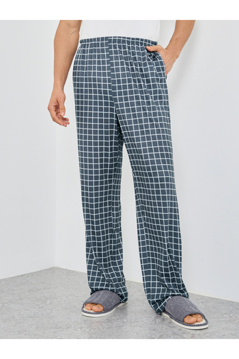 Styli Charcoal Checkered Pyjama with Elastic Waist