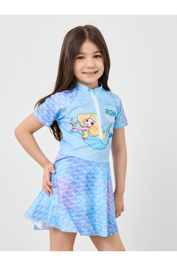 Styli Mermaid Print Swim Dress and Shorts Set