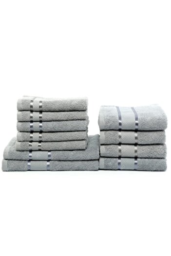 OEM Set 11 prosoape de baie, Bumbac, 400g/m², 30x50cm/50x90cm/70x135cm, Gri