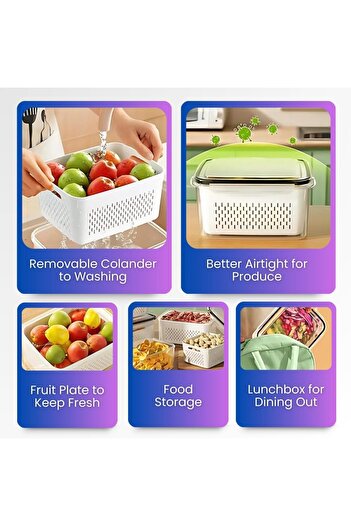 Generic 12 Piece Plastic Fridge Organizers and Storage Drain Food Container For Leak-proof Airtight