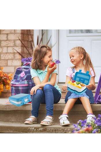 COOYA Lunch box for Kids,Food-Safe BPA-free,Leak-proof Lunch Container ,with 5 Compartments (Blue)
