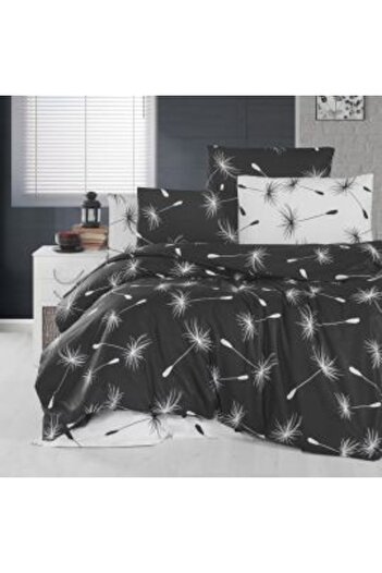 Ralex Double Bed Linen 100% Cotton Ranforce 4 Pieces Extra Large, White / Black