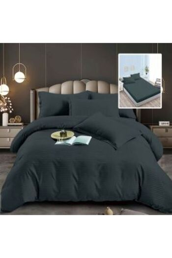 Ralex 6-Piece Damask Poly-Cotton Double Bed Linen Set, Grey Anthracite