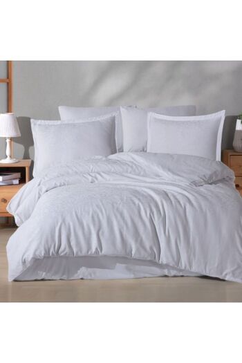 Clasy Double Bed Linen Jacquard 100% Cotton, 6 Pieces, Clasy, White