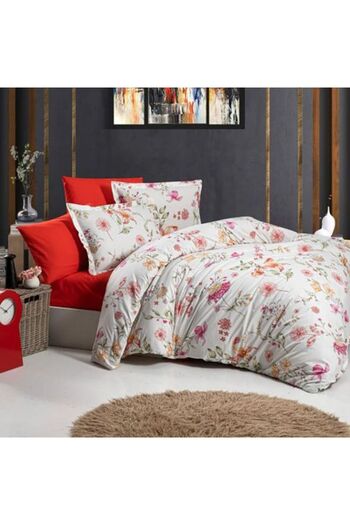 Ralex Double Bed Linen Set 100% Cotton Ranforce 4 Pieces Extra Large, Sheet 240 x 260 cm, Duvet Cover 200