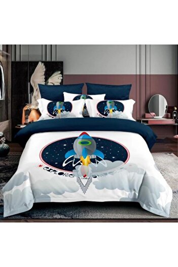 Ralex Economic Bedding Set for One Person Cotton Finet 3 Pieces 3D with Quilted Pillow 50 x 70 cm and Quil