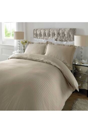 HomePuls King Size Double Bedding Damask Polycotton with 1 cm Stripe, 4 Pieces, Bed Sheet 230x260 cm, Duvet C