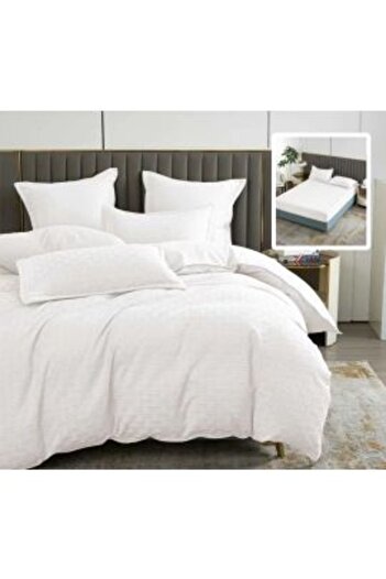 Ralex Bed Linen Set Finet Natur UNI Stripe 6 Pieces - Mattress cover 160/180 x 200 cm, Duvet 200 x 230 cm,