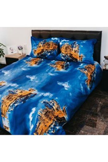 Ralex Lenjerie de pat dublă 100% bumbac Ranforce 4 piese extra mari, cearșaf 240 x 260 cm, pilota 200 x 220 cm C
