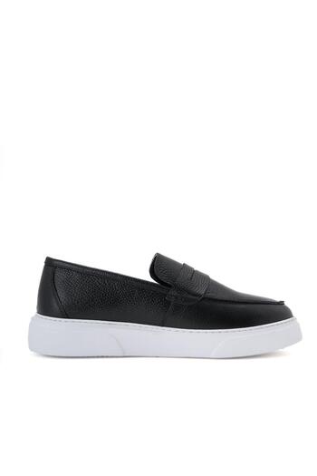 Deri Company Fibe Men's Black White Leather Sports Shoes