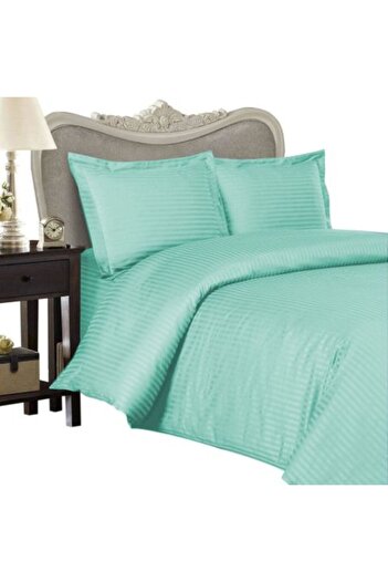 HomePuls Double Bedding Set Damask Polycotton Stripe 1 cm, 4 Pieces, Bedsheet 220 x 230 cm, Duvet Cover 180 x